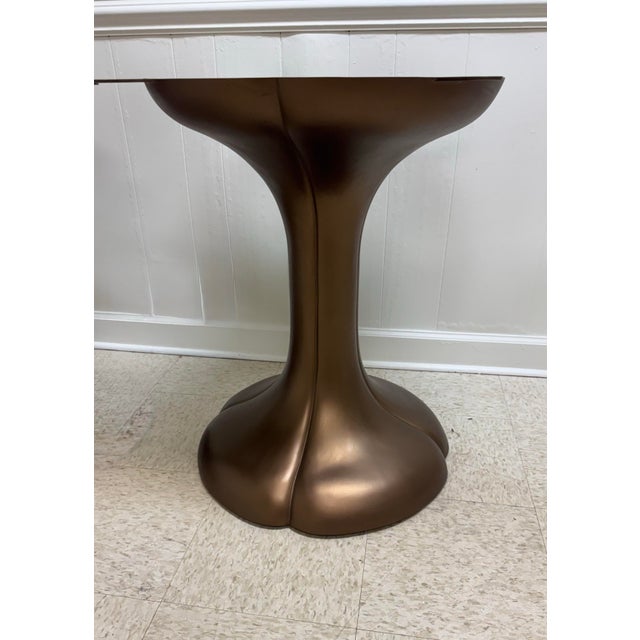 513 Lucky Pedestal Dining Table Base Only Hand Cast Brass base with antique brass patina. Has 4 table attachment brackets