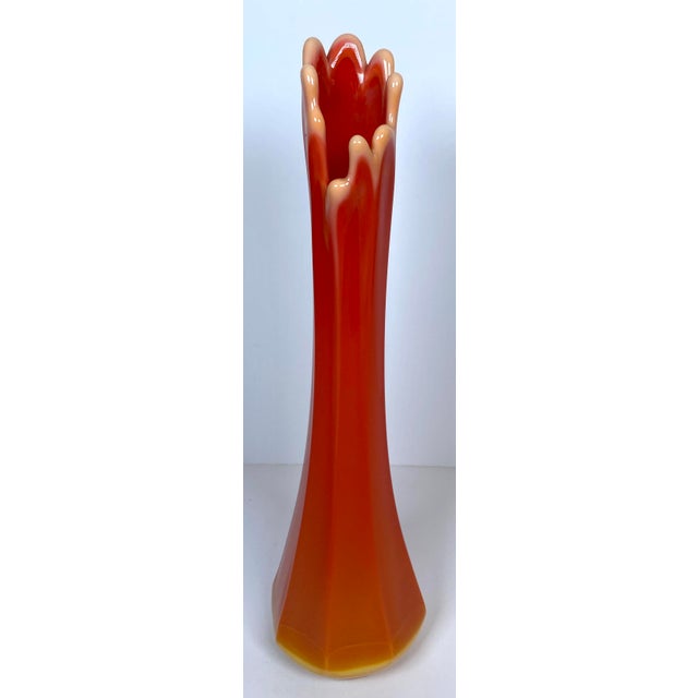 Pair of Bright Orange l.e. Smith Bittersweet Vases For Sale - Image 10 of 14