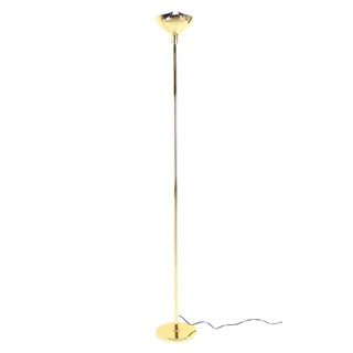 Gianfranco Frattini Brass Floor Lamp With Dimmer Scallop / Lotus Shade For Sale