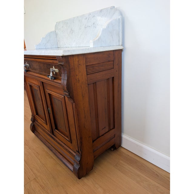Late 1800's Victorian Marbletop Eastlake Washstand For Sale - Image 9 of 18