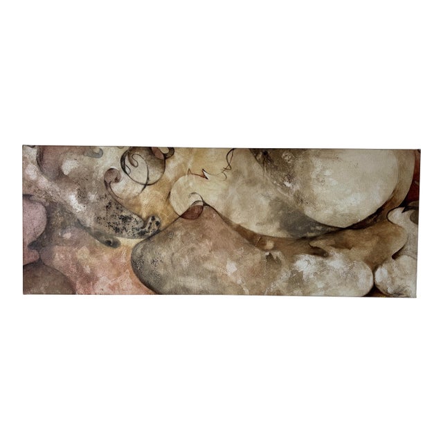 1980s Large Vintage Expressionist Abstract Acrylic on Canvas Painting – Signed For Sale