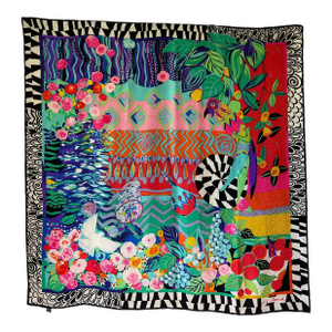 Louis Feraud Vintage Damassé Foulard En Soie 1980