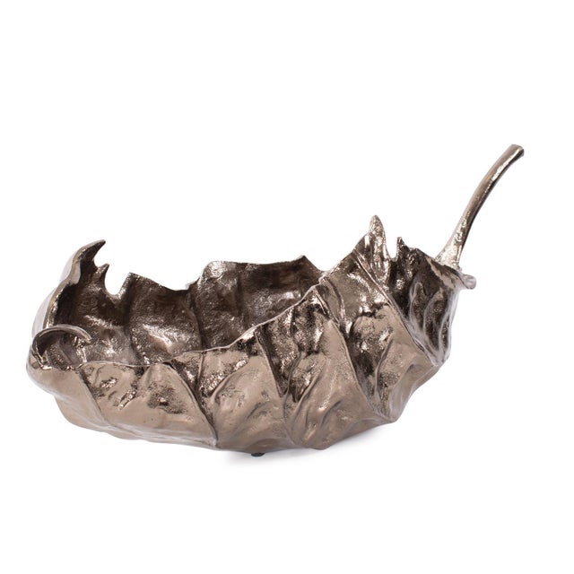 Metal Aspen Leaf Cast Aluminum Bowl For Sale - Image 7 of 10