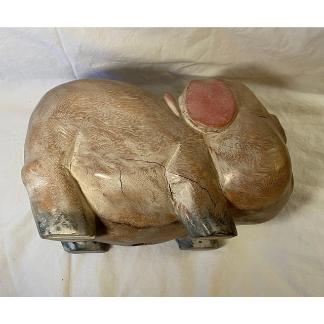 Figurative Hand Carved and Painted Wooden Happy Big For Sale - Image 3 of 11