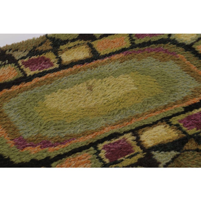 Rug & Kilim Vintage Swedish Rya Runner, Earth Tones With Mosaic Geometry - Rug & Kilim For Sale - Image 4 of 10