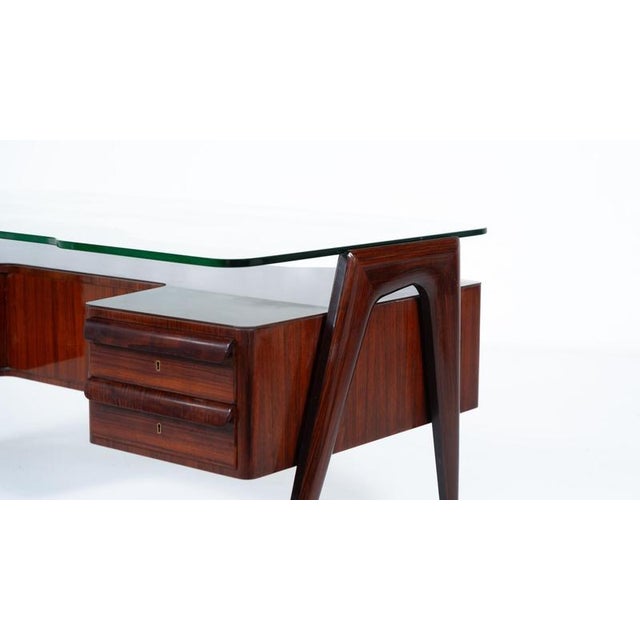 Mid-Century Modern Vittorio Dassi Desk, Wood and Glass, 1950s For Sale - Image 8 of 18