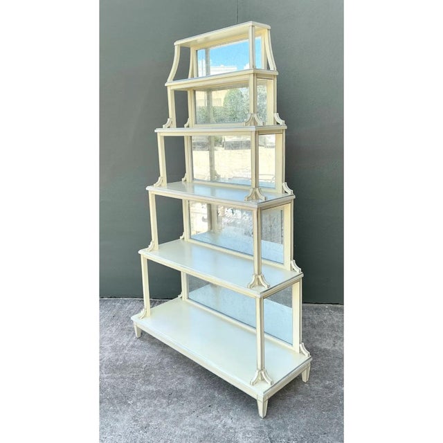 Wood Vintage Charlotte Moss Regency Mirror Back Etagere For Sale - Image 7 of 12