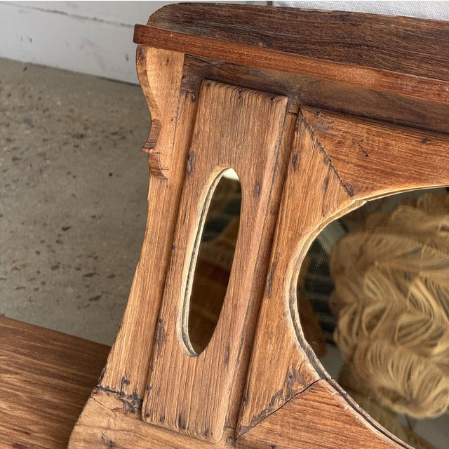 Small Antique Indonesian Teak Wall Mirror, 1980s For Sale - Image 18 of 18