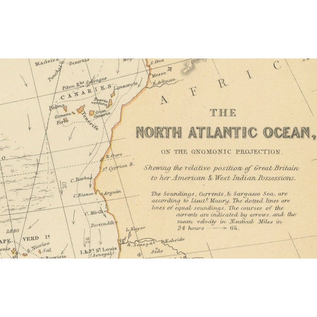 Late 19th Century Map of the North Atlantic Ocean, 1882 For Sale - Image 5 of 5