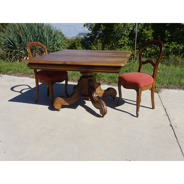 Antique Square Walnut Pedestal Table, 1800s For Sale - Image 4 of 18