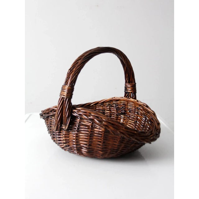 Vintage Wicker Gathering Basket For Sale - Image 13 of 13