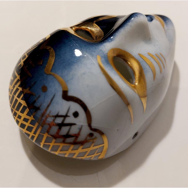 Venetian Porcelain Mask with 18 Karat Gold Leaf Gilding, 1970s For Sale - Image 13 of 16