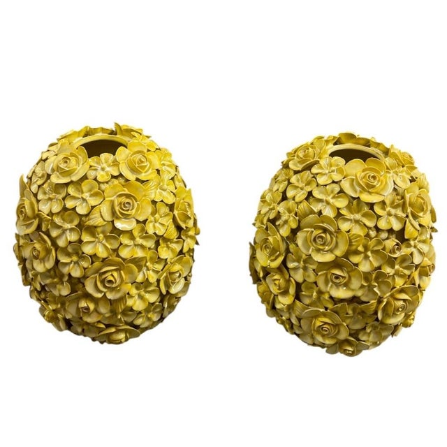 Add a touch of whimsical Italian artistry to your home decor with this stunning pair of vintage Italian ceramic vases....