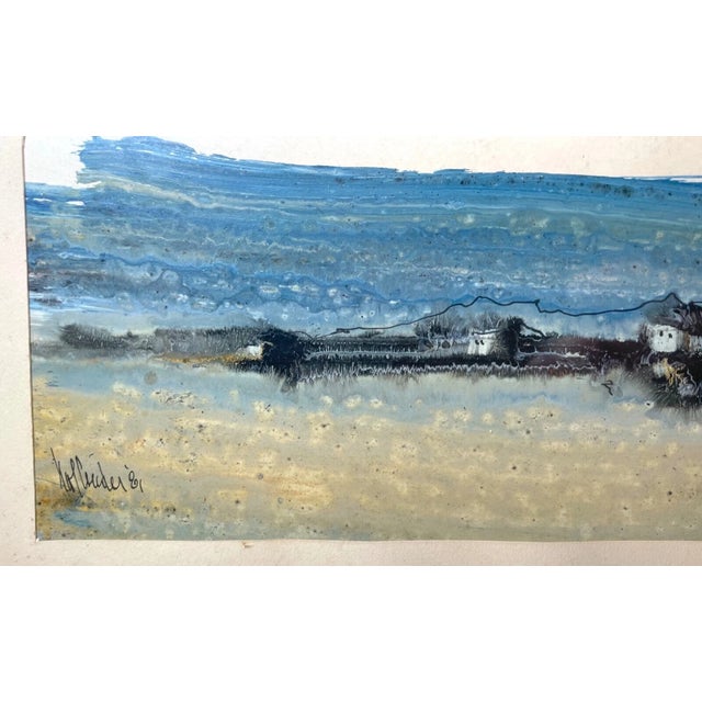 Original Vintage Gino Hollander Abstract Mixed Media Painting on Paper 1981 For Sale - Image 9 of 10