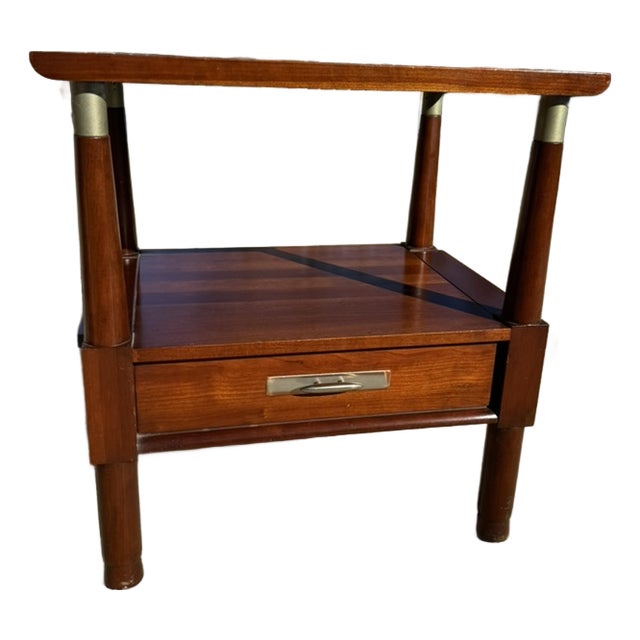1950s Mid-Century Willett Cherry Wood Trans East Nightstand For Sale