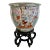 Large Hand-Painted Vintage Chinese Famille Rose Fishbowl Planter With Stand For Sale