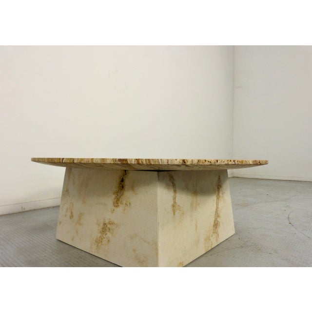 Italian Geometric Travertine Coffee Table, 1970s For Sale - Image 6 of 10