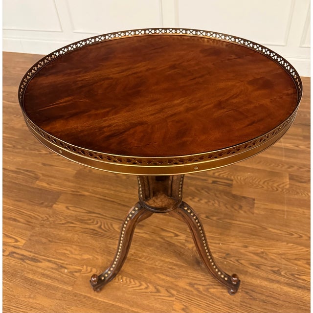 2020s Traditional Round Mahogany Occasional Table by Leighton Hall - Showroom Sample For Sale - Image 5 of 12