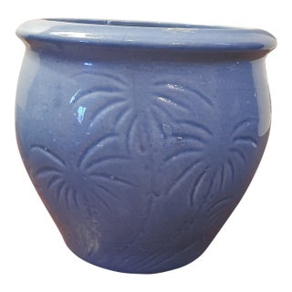 Blue Pottery Planter Palm Tree For Sale