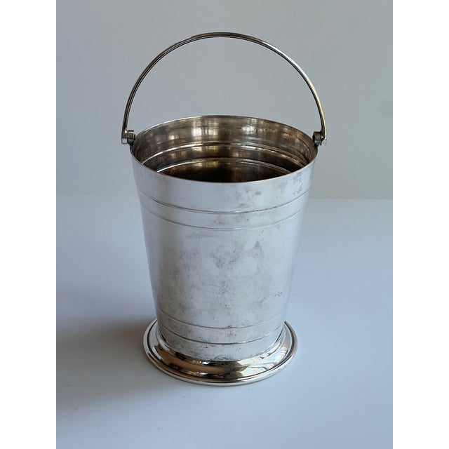1940s Silver Plated Seranco Ice Bucket With Handle For Sale - Image 5 of 7