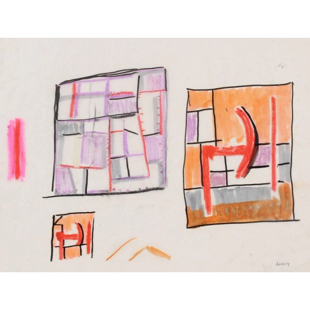 Paul McCoy Geometric Abstract in Oil Pastel, Circa 1960s Circa 1960s-70s For Sale