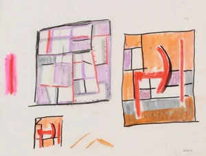 Paul McCoy Geometric Abstract in Oil Pastel, Circa 1960s Circa 1960s-70s
