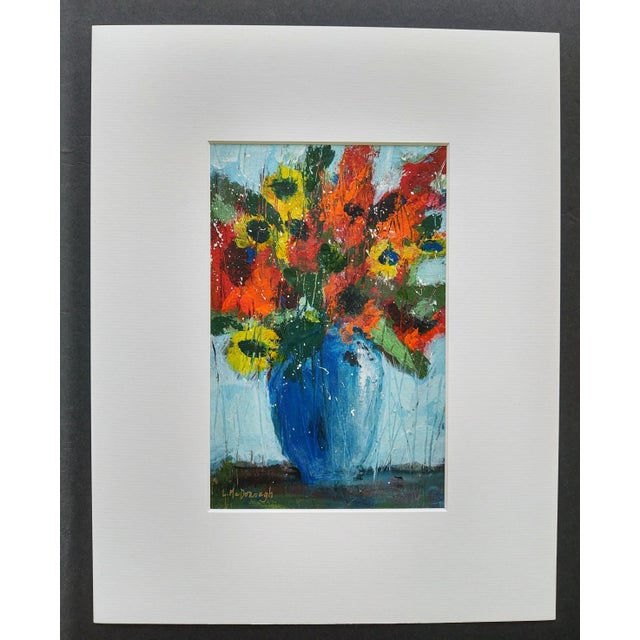 "Summer Bouquet I" is an original acrylic impressionist floral painting by Linda McDonough on Fabriano Italian watercolor...