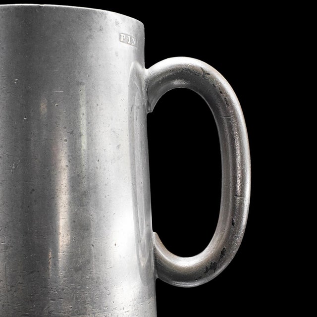 Antique Tavern Pint Tankard, English, Pewter Drinking Jug, Glass Base, Victorian For Sale - Image 12 of 12