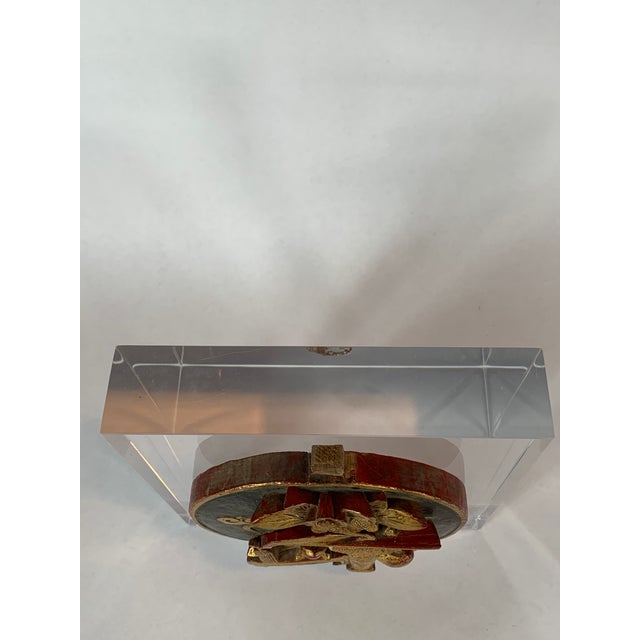 Early 20th Century Early 20th Century Antique Chinese Fragment on Lucite For Sale - Image 5 of 7
