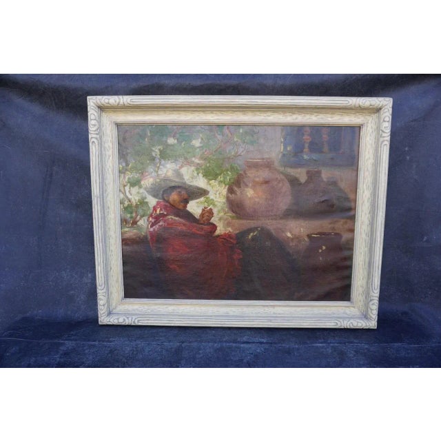 A really extraordinary picture. The painting is signed but not legibly. The canvas measures 40 1/2" x 30 1/2" and the...