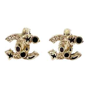 Chanel Gold CC Black Starfish Clip on Earrings - 2 Pieces