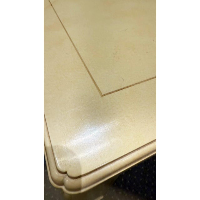 1970s Vintage Henredon Faux Goatskin Dining Table With Two Leaves For Sale - Image 10 of 11