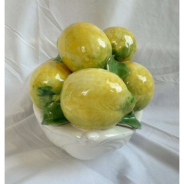 1970s 1970's Italian Majolica Trompe l'Oeil Lemon Basket For Sale - Image 5 of 8