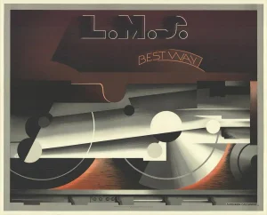 1985 A.M. Cassandre 'L.M.S Best way' Vintage Gray, Orange, White France Lithograph