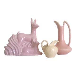 Vintage Art Deco 1930's Niloak Pale Blush Pink Art Pottery - Set of 3 For Sale