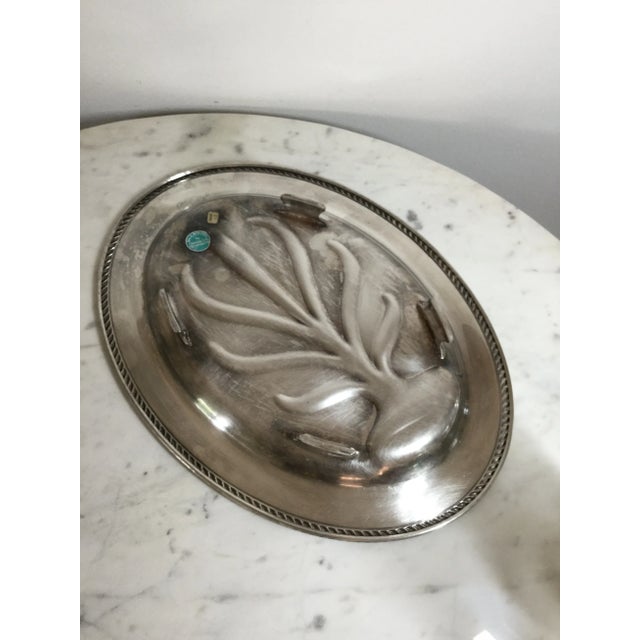 Metal Vintage Oneida Ltd Silversmith Footed Meat Tray For Sale - Image 7 of 7