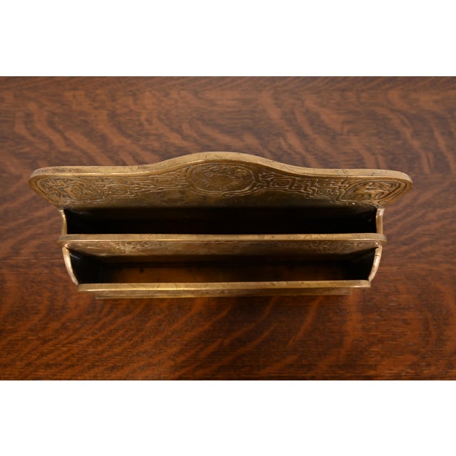Early 20th Century Tiffany Studios New York Zodiac Pattern Bronze Doré Letter Rack For Sale - Image 5 of 12