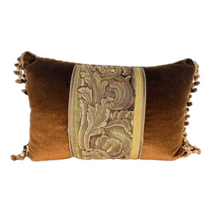 Late 18th Century Tapestry Pillow With Contemporary Velvet and Trim