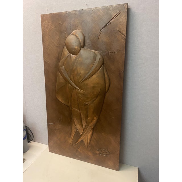 Mid-Century Modern Wall Decoration in Metal & Copper with Abstract Familyscene, 1970s For Sale - Image 3 of 13