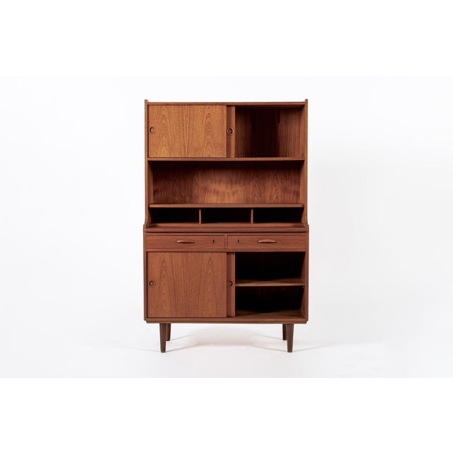 Mid-Century Modern Mid Century Danish Teak Wood Bookcase Cabinet & Secretary Desk 1960s For Sale - Image 3 of 14