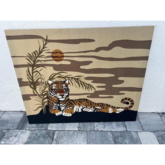 1977 Domus Textiles Hand Printed Tiger Art by Joan Spatrizano For Sale - Image 9 of 18