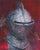 Ceremonial by Elena Burykina | Oil on Panel Portrait of an ornate knight's helmet For Sale
