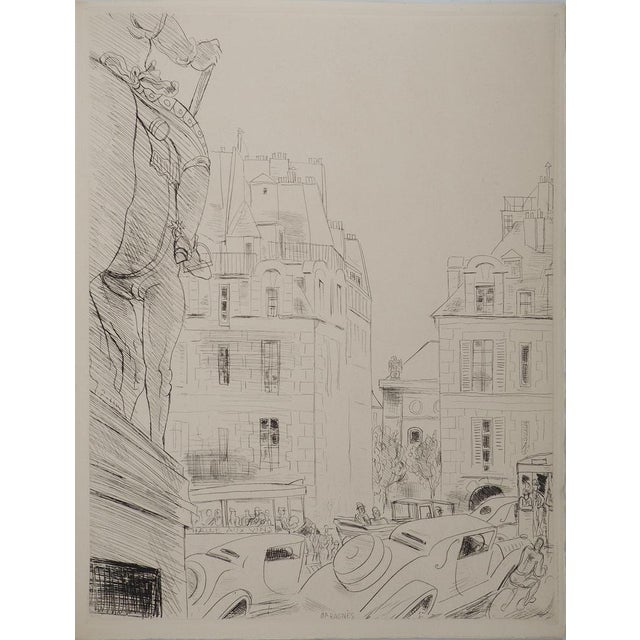 Jean Gabriel Daragnes, Parisian Street, Original Signed Engraving For Sale - Image 6 of 6