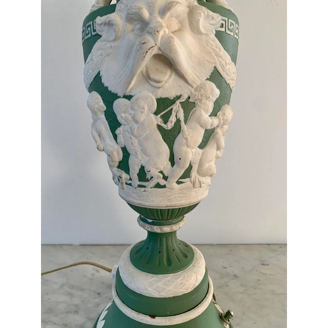 Antique Wedgwood Jasperware Ram's Head Table Lamp For Sale In South Bend - Image 6 of 13