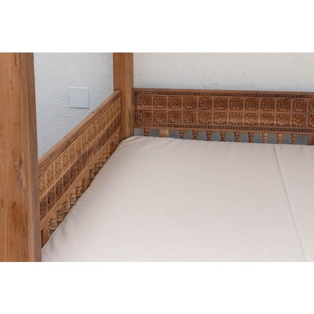 Brown Monumental Reclaimed Teak Floral Jali Canopy Daybed For Sale - Image 8 of 14