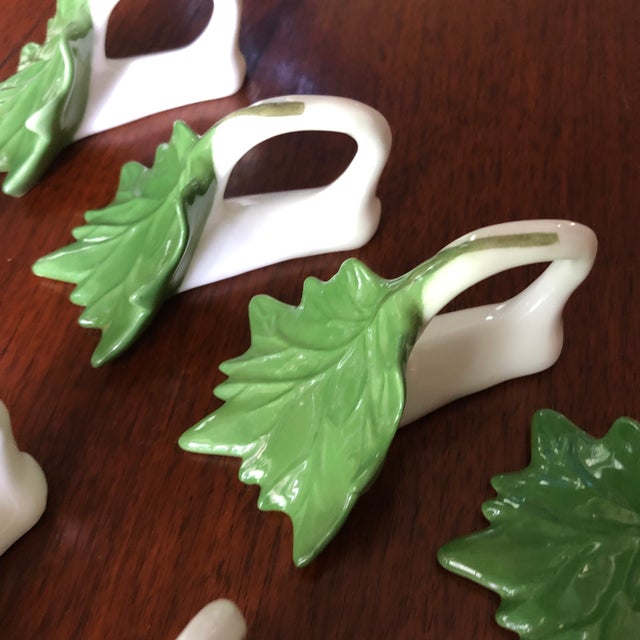 Green Ceramic Leaf Napkin Ring Holders Set of Eight Chairish