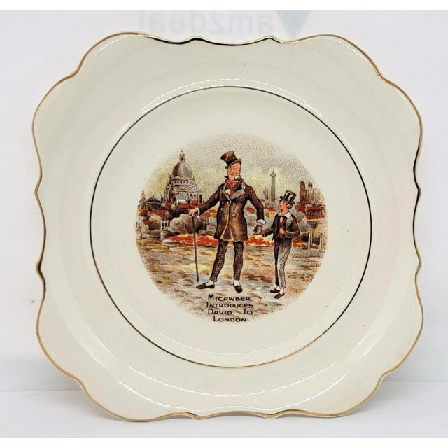 Ivory Vintage Sandland - Ware Lancaster Hanley " Micawber Introduces David to London " Decorative Plate For Sale - Image 8 of 8