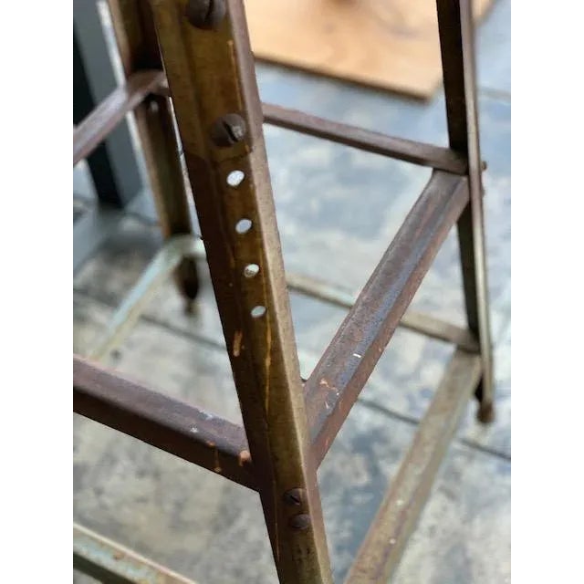 Vintage Industrial Metal Stool For Sale - Image 4 of 6