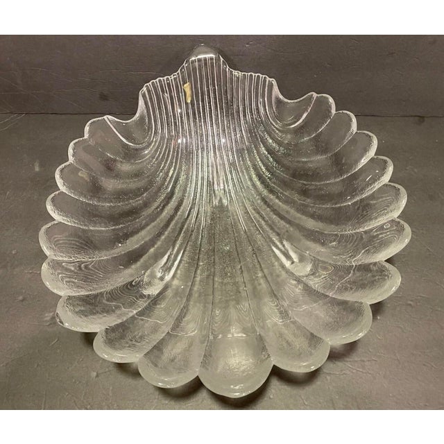 Mid-Century Modern 1970s Claus Josef Riedel Austrian Crystal Large Scallop Shell Centerpiece Bowl For Sale - Image 3 of 5