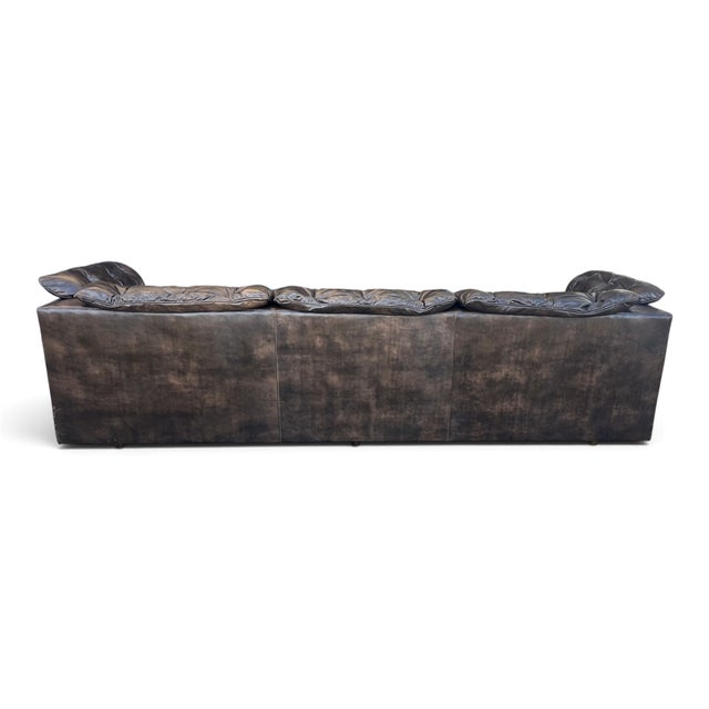 Vintage 1970s Leather Chesterfield Sofa Button Tufted Brown Leather Sofa For Sale - Image 11 of 16